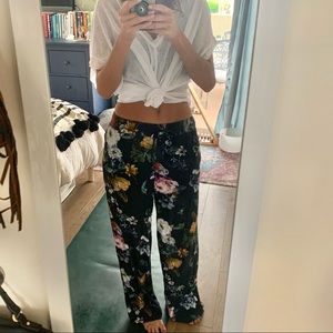 H&M | BLACK FLORAL WIDE LEG PANTS